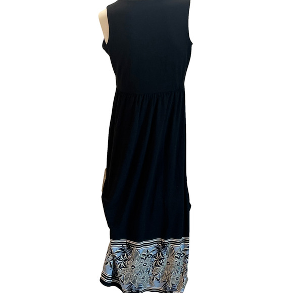 J Jill Wearever Sz XS Maxi Dress Havana Floral Black Surplice Top Stretch Knit - Picture 2 of 12